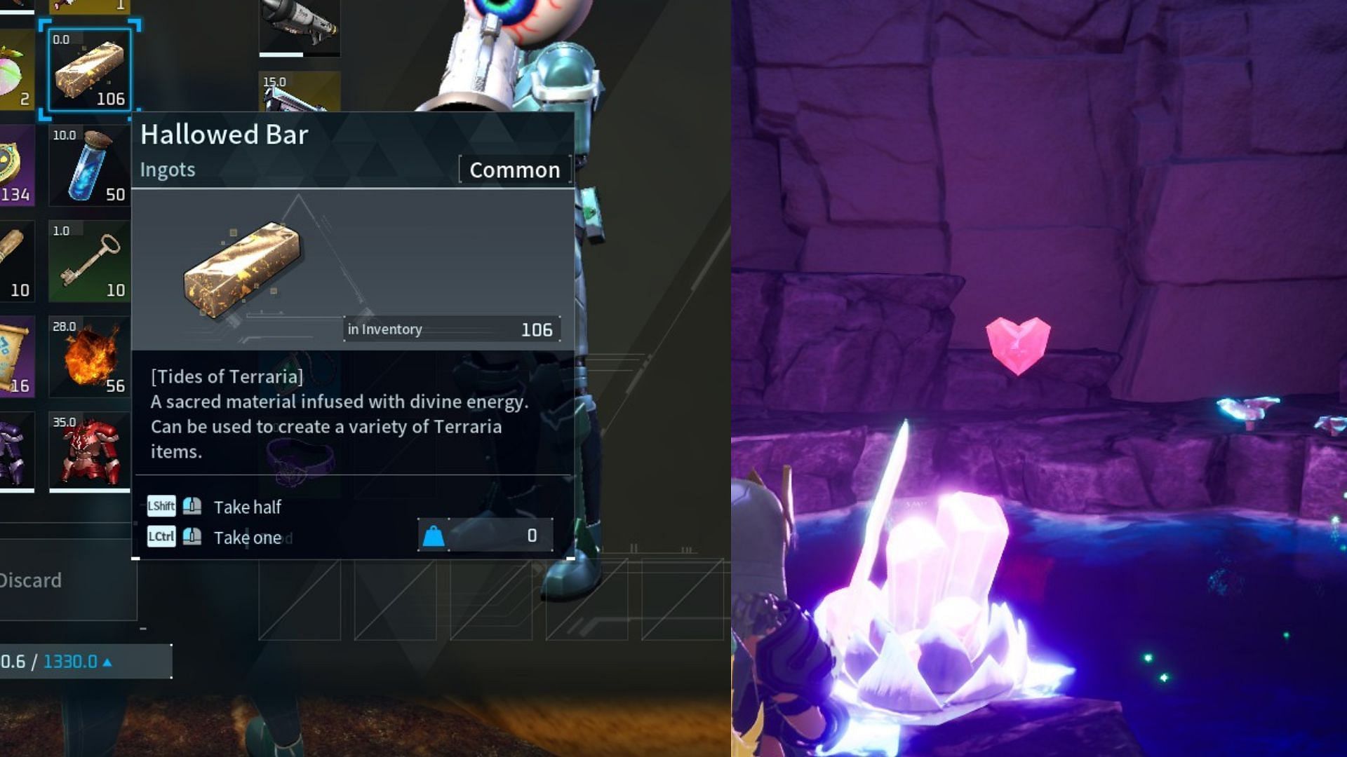 Few things to grab inside the Terraria dungeon (Image via Pocketpair)